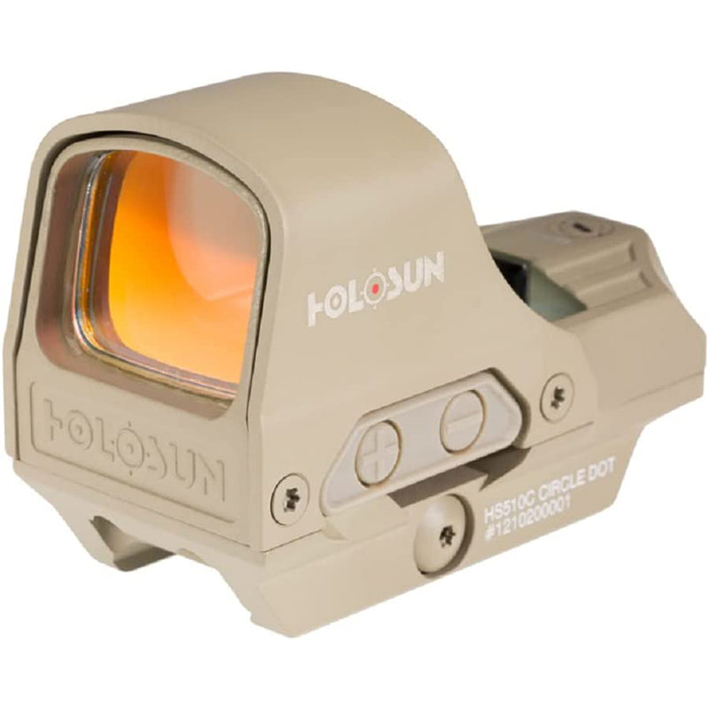 HOLOSUN HS510C-FDE Multi Reticle, Open Reflex Sight, Solar, Shake Awake w/ Protective Cover-Red-Optics Force
