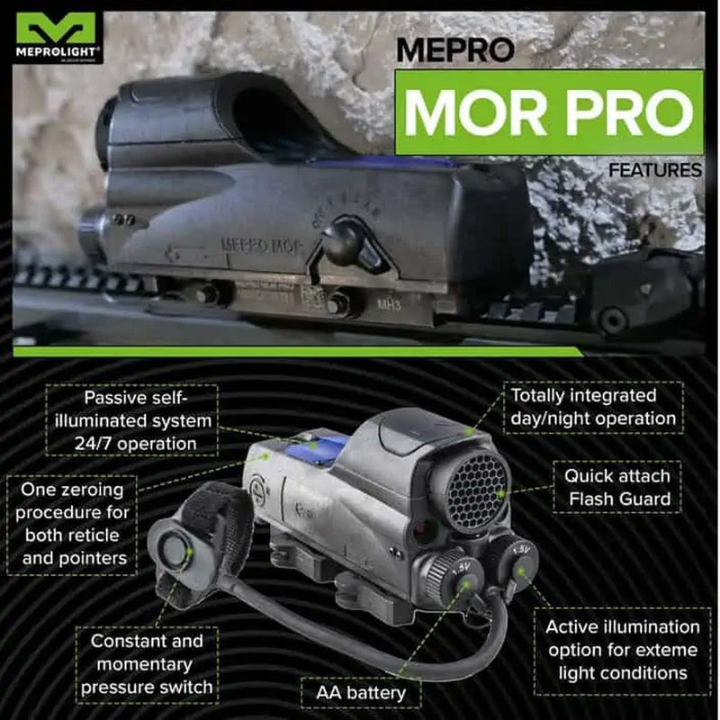 Meprolight Mor Pro Bullseye 2.2 MOA Dot, Red Visible Laser And IR Laser-Optics Force