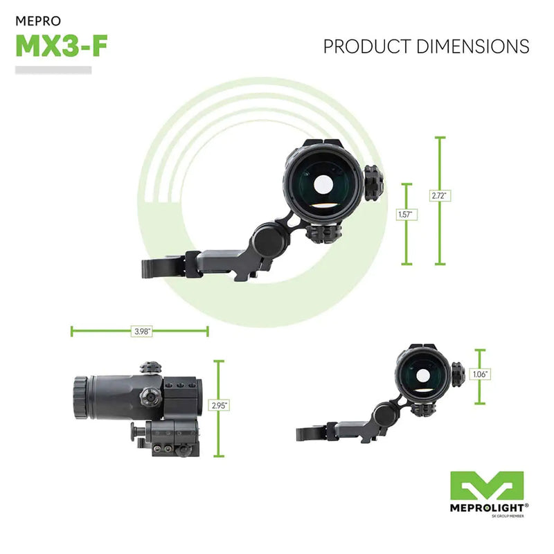 Meprolight MX3-F 3x Magnifier With Integrated Push-Button Side Flip Adaptor-Optics Force
