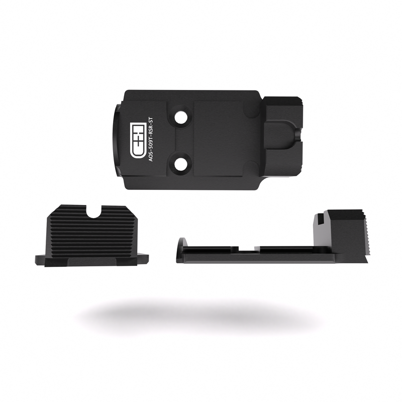 C&H AOS Cut (Agency Optic System) to Holosun 509T with integrated rear sight*STEEL* SA-PDY-509T-RSR-ST