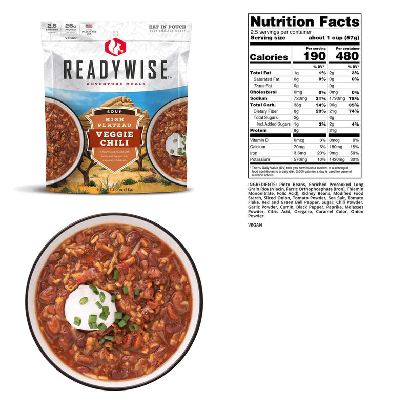 ReadyWise High Plateau Veggie Chili Soup Case of 6-Optics Force