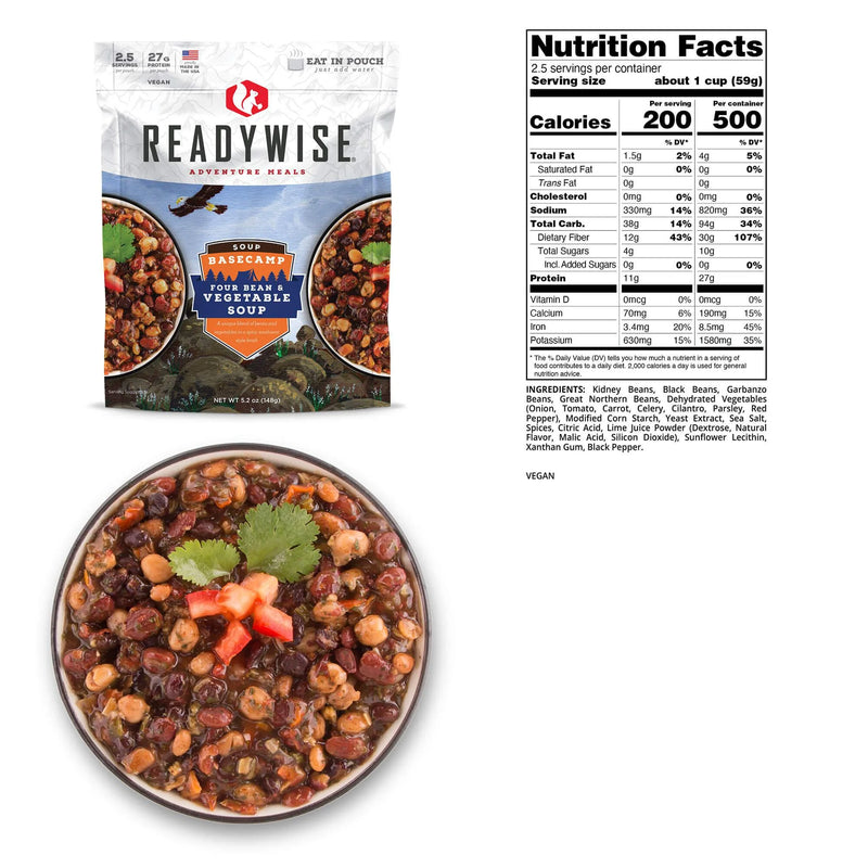 ReadyWise Basecamp Four Bean & Vegetable Soup Case of 6-Optics Force