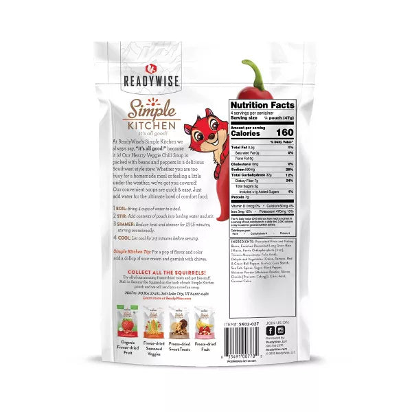 ReadyWise Simple Kitchen Hearty Veggie Chili Soup - 6 Pack-Optics Force