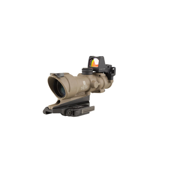 Trijicon 100555 ACOG ECOS Combo Flat Dark Earth 4x32mm Illuminated Amber Crosshair .223 BDC Reticle