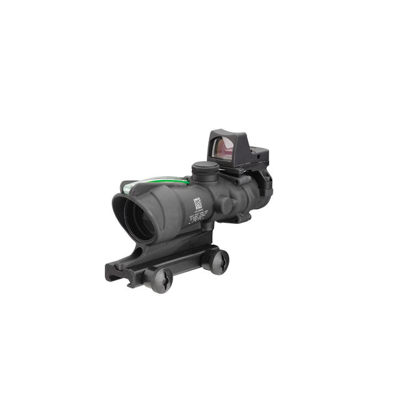 Trijicon 100552 ACOG Combo 4x 32mm Obj 36.80 ft @ 100 yds FOV Matte Black Finish Dual Illuminated Green Crosshair 223 Ballistic, RMR Type 2 3.25 MOA