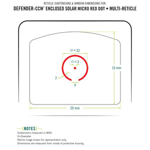 Vortex Defender-CCW™ Enclosed Solar Micro Red Dot 3 MOA