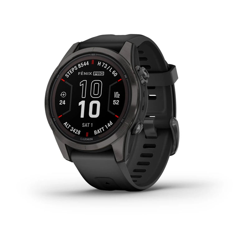 Garmin Fēnix® 7S Pro – Sapphire Solar Edition 42mm-Carbon Gray DLC Titanium with Black Band-Optics Force