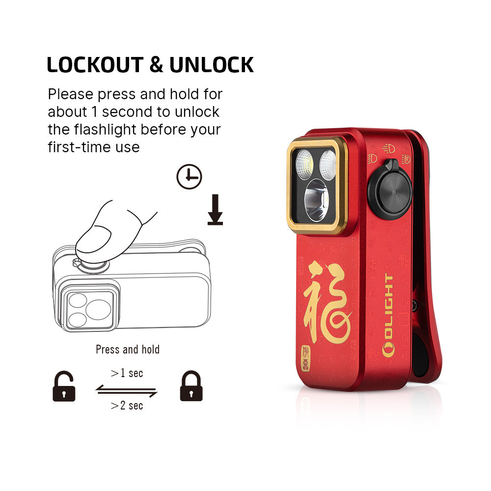 Olight Oclip Pro Purple Clip-On Flashlight - 500 Lumens, Floodlight, Spotlight & Red Light