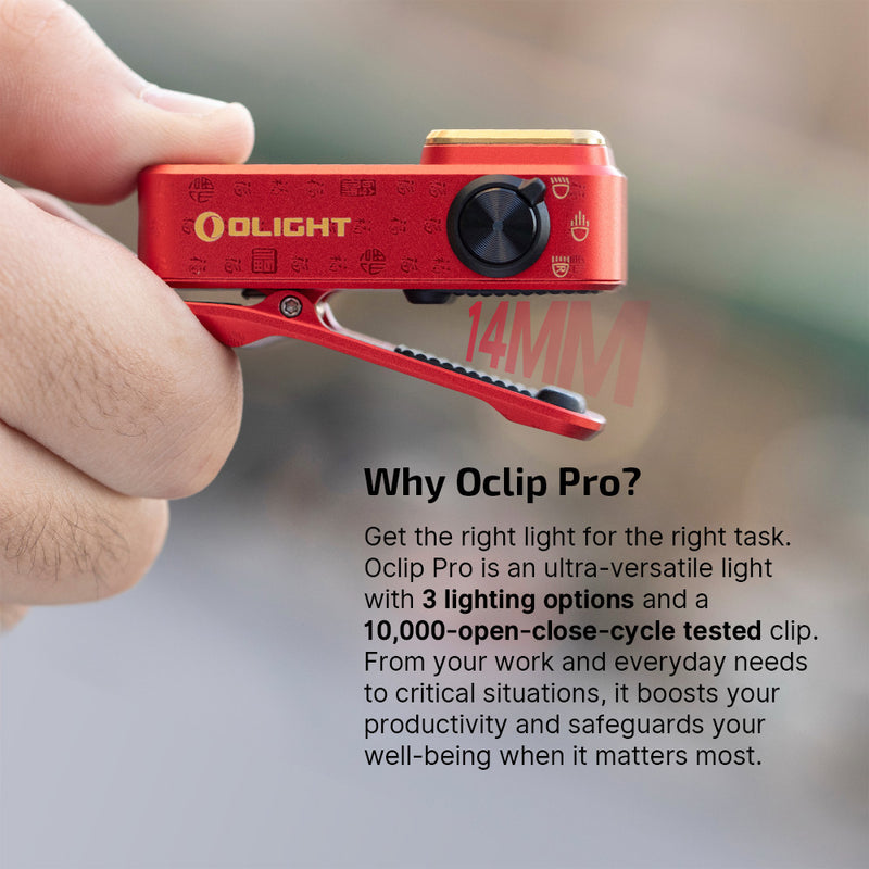 Olight Oclip Pro Clip on Flashlight with Floodlight Spotlight and Red Light