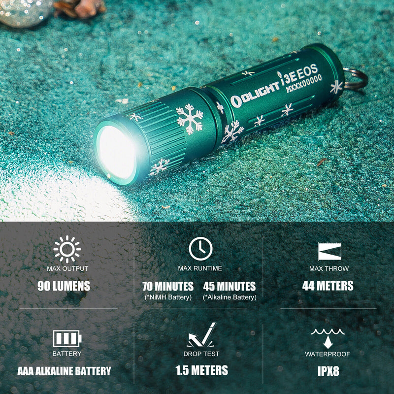 Olight i3E EOS 90 Lumen Keychain light EDC Flashlight Green Easy Carry Gift Mini-Snowflake Green-Optics Force