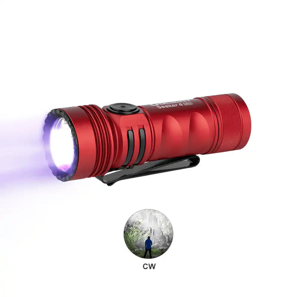 Olight Seeker 4 Mini White and UV LED Flashlight-Red-CW-Optics Force
