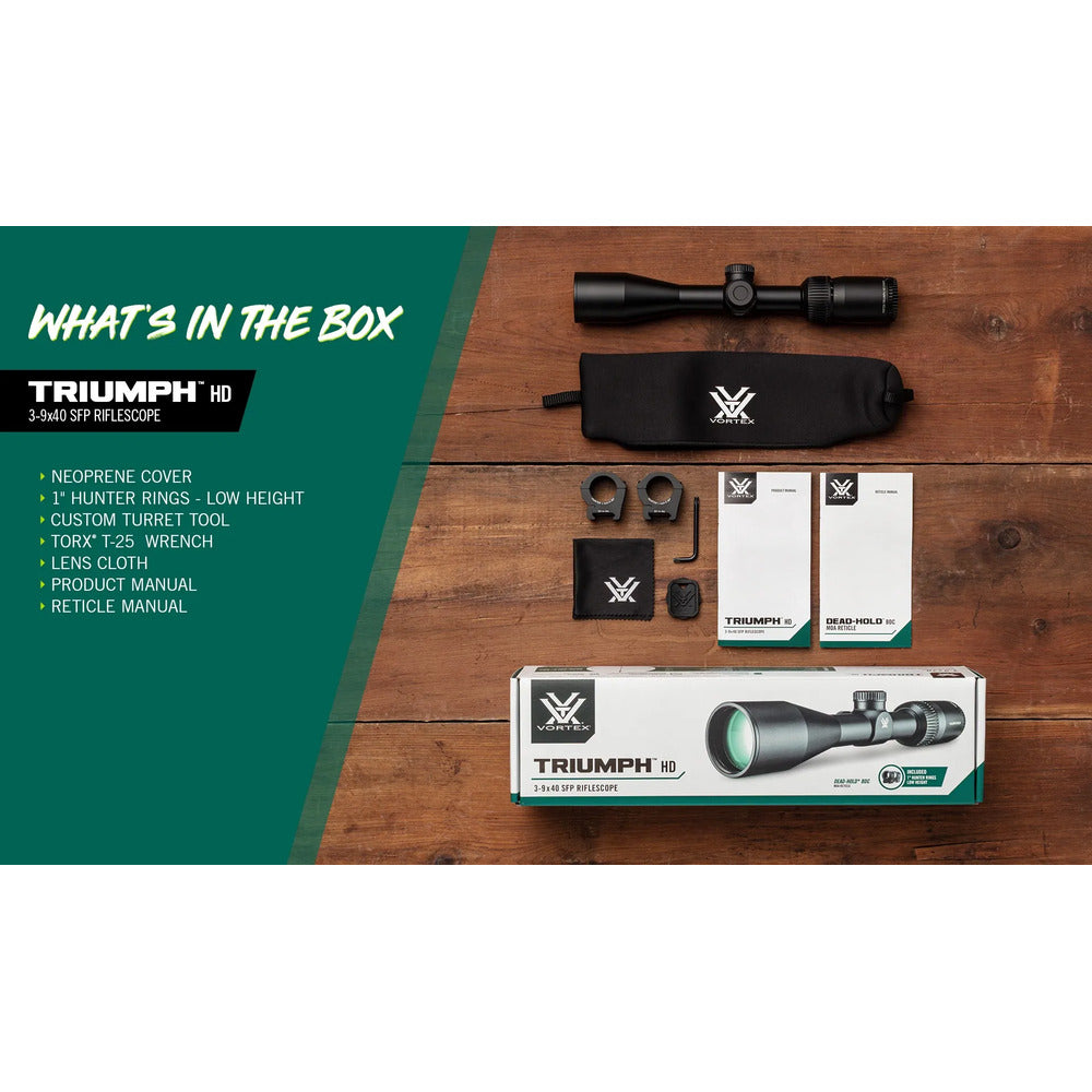 Vortex Triumph™ HD 3-9x40 Riflescope with Vortex Hunter Low Rings