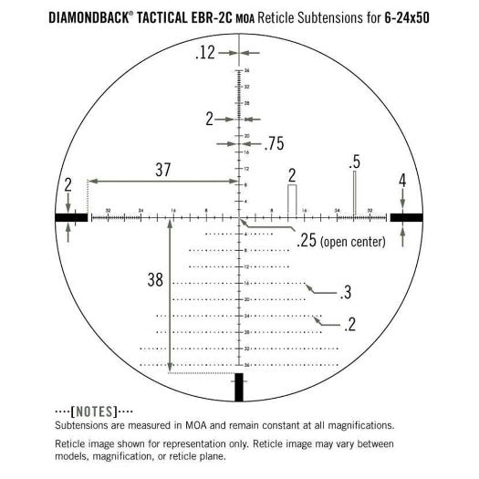 Vortex Optics Diamondback Tactical 6-24X50 EBR-2C FFP Scopes - w/ Vortex Pro Rings