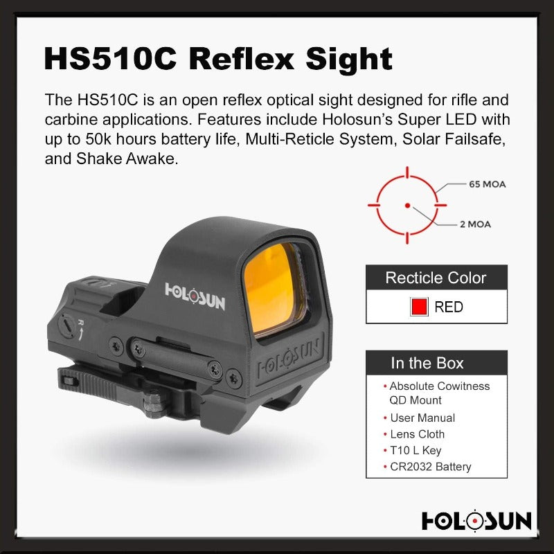 Holosun HS510C 2 MOA Dot w/ Protective Cover