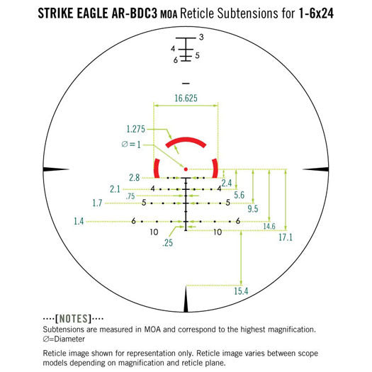 Vortex Optics Strike Eagle 1-6x24 AR-BDC3 Second Focal Plane Scope - Open Box - New Condition