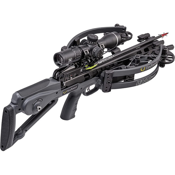 TenPoint Havoc RS440 Crossbow, Graphite - 440 FPS - Equipped with 100-Yard EVO-X Marksman Elite Scope + ACUslide Cocking & De-Cocking System - Reverse-Draw Design Creates Fastest Compact Crossbow
