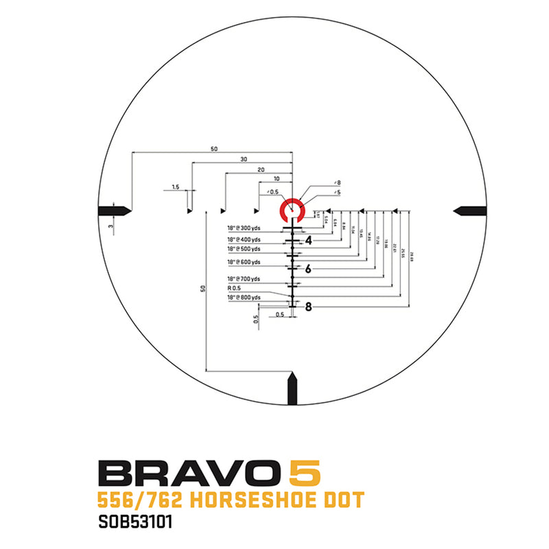 Sig Sauer BRAVO5 5X32 MM RED DOT-5.56/7.62 Horseshoe Dot-Optics Force