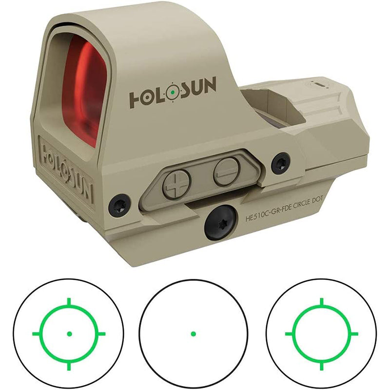 HOLOSUN HS510C-FDE Multi Reticle, Open Reflex Sight, Solar, Shake Awak