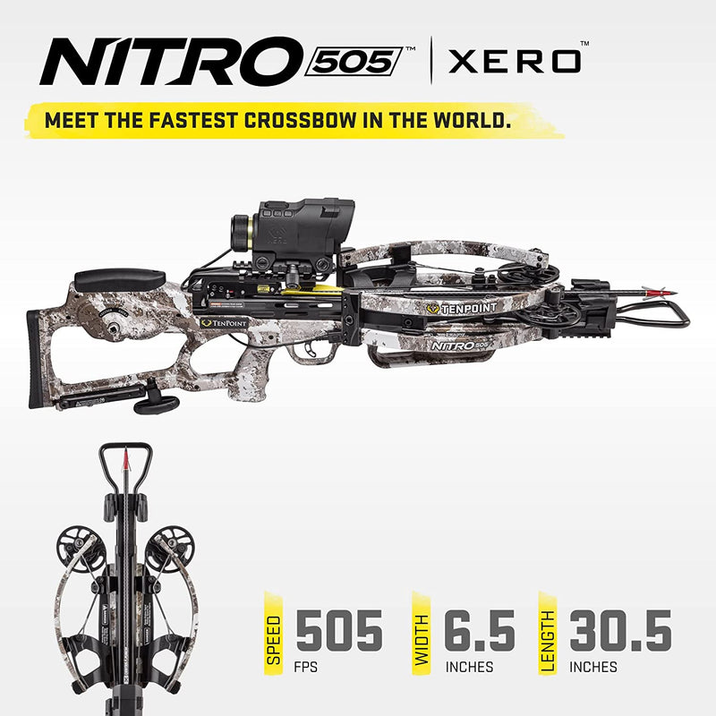 TenPoint Nitro 505 Xero Crossbow, Veil Alpine - 505 FPS - Equipped with Garmin Xero X1i Rangefinding Scope + ACUslide Cocking & De-Cocking System - Reverse-Draw Design-Optics Force