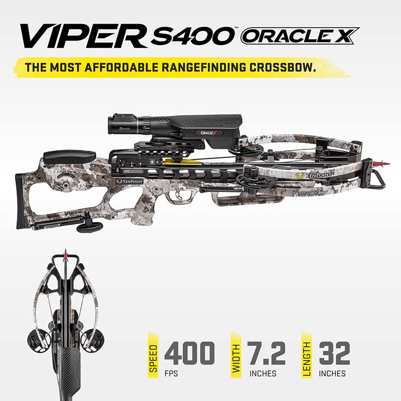 TenPoint Viper S400 Oracle X Crossbow, Veil Alpine - 400 FPS - Equipped with Burris Oracle X Rangefinding Scope + ACUslide Cocking & De-Cocking System