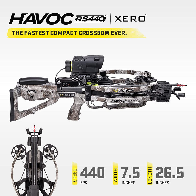 TenPoint Havoc RS440 Xero Crossbow - 440 FPS - Reverse-Draw Design Creates Fastest Compact Crossbow